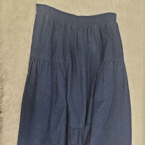 Sasson Vintage 1980's Size 8 Elastic Waist Denim Jean Skirt Dark Wash Pockets